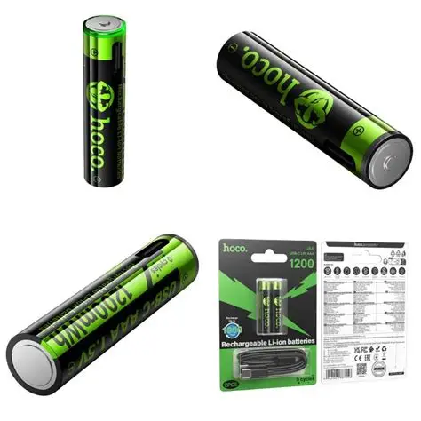 Hoco JA4 AAA USB-C Rechargeable Li-ion Batteries (2PCS)